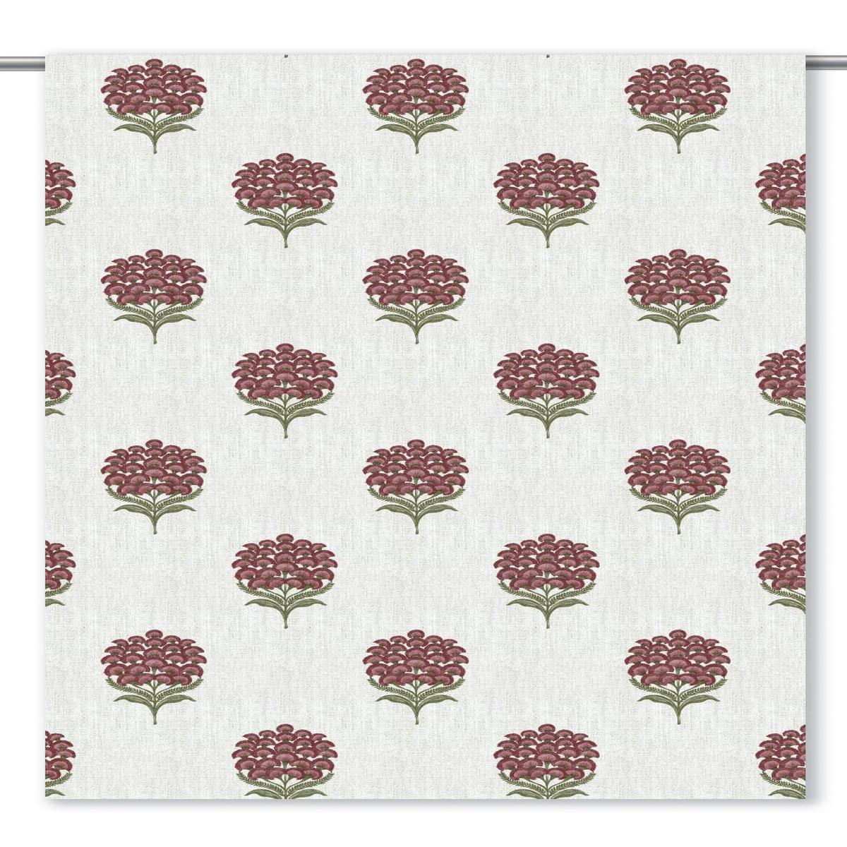'New London' Fabric by the Yard (White/ Burgundy Red)