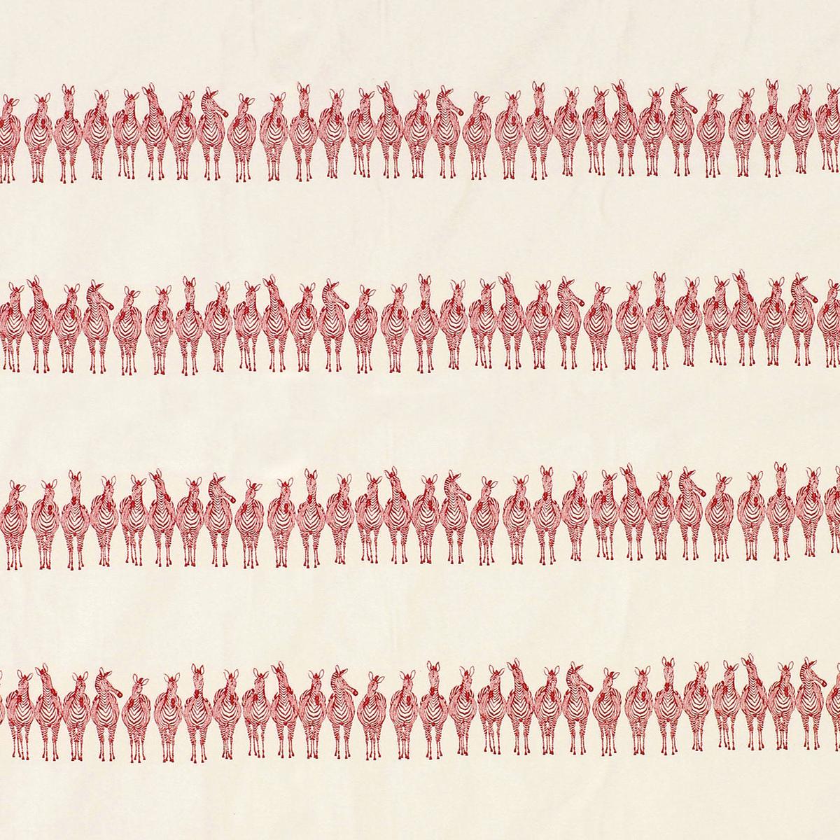 Zebras On Parade - Red by Scalamandre Fabric