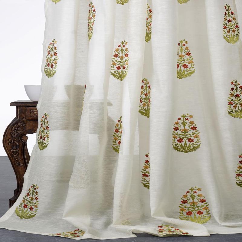 'Kudret' Fabric by the Metre (Cream/ Green/ Red/ Orange)