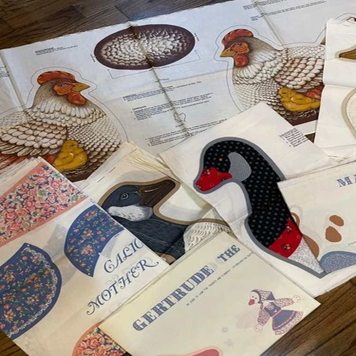 YOU CHOOSE!   Fabric PANELS Cow Goose Animals, Cut & Sew  Uncut Vintage calico