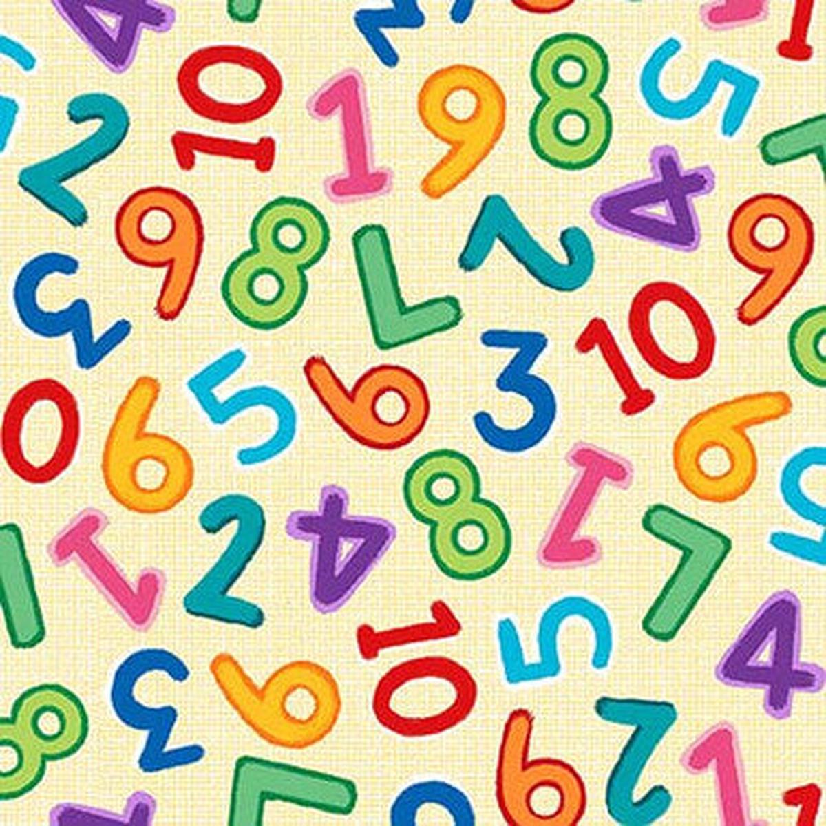 Zoo Crew - Tossed Numbers - Butter Yellow 44" / 45" Fabric Per Yard