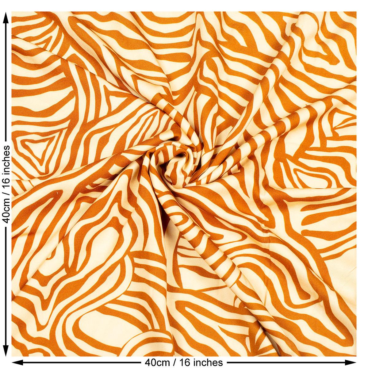 Abstract Print Viscose Woven Fabric. Caramel and Cream.
