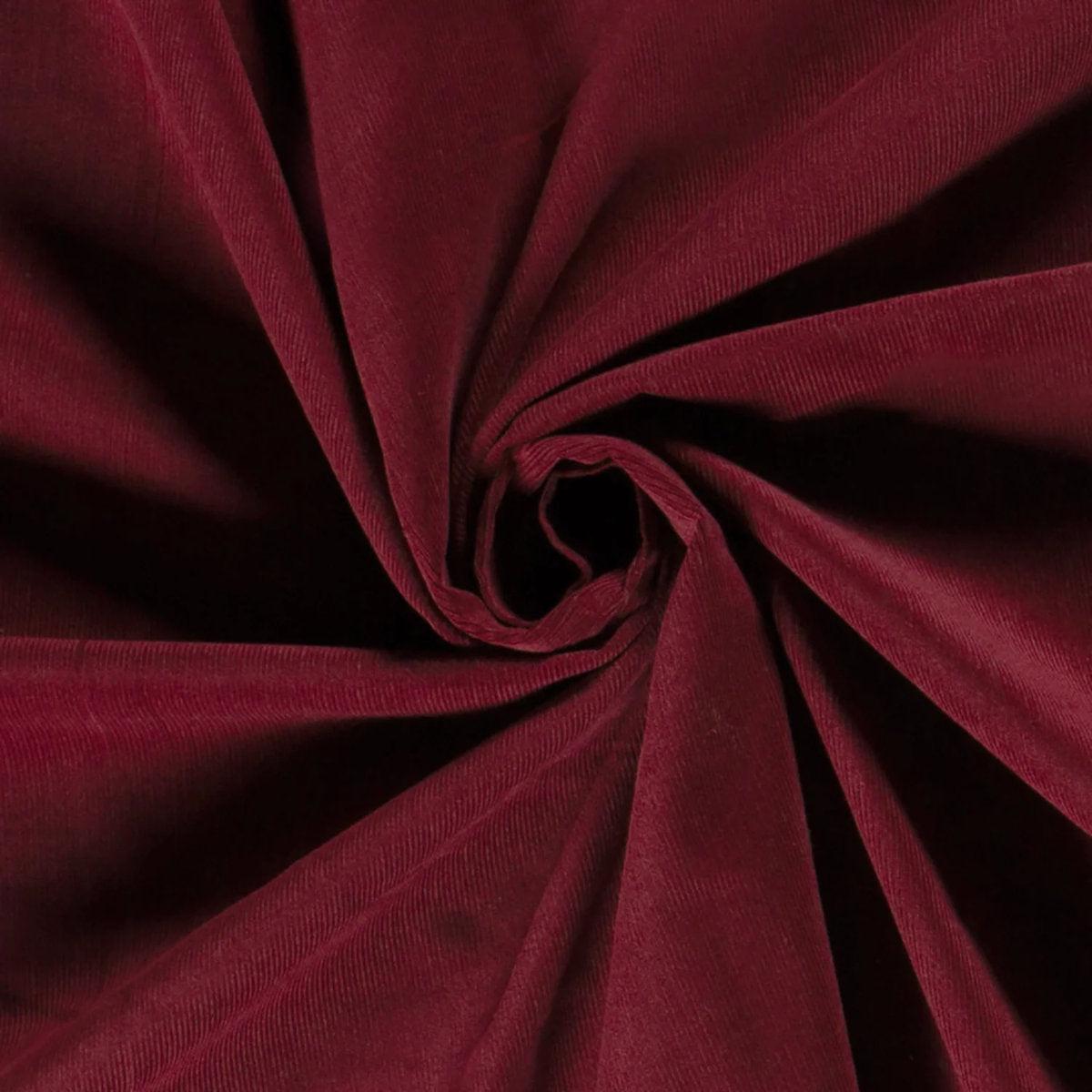 Baby Corduroy Plain Cotton Woven Fabric. Bordeaux.