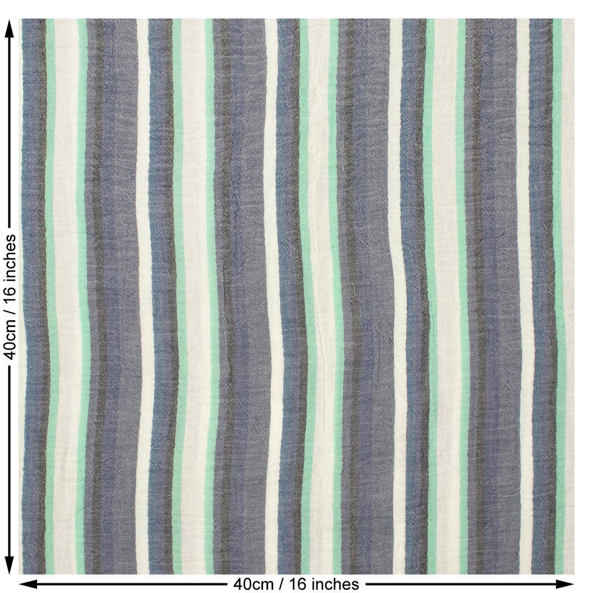 Stripe Print Cotton Woven Fabric. Blue.
