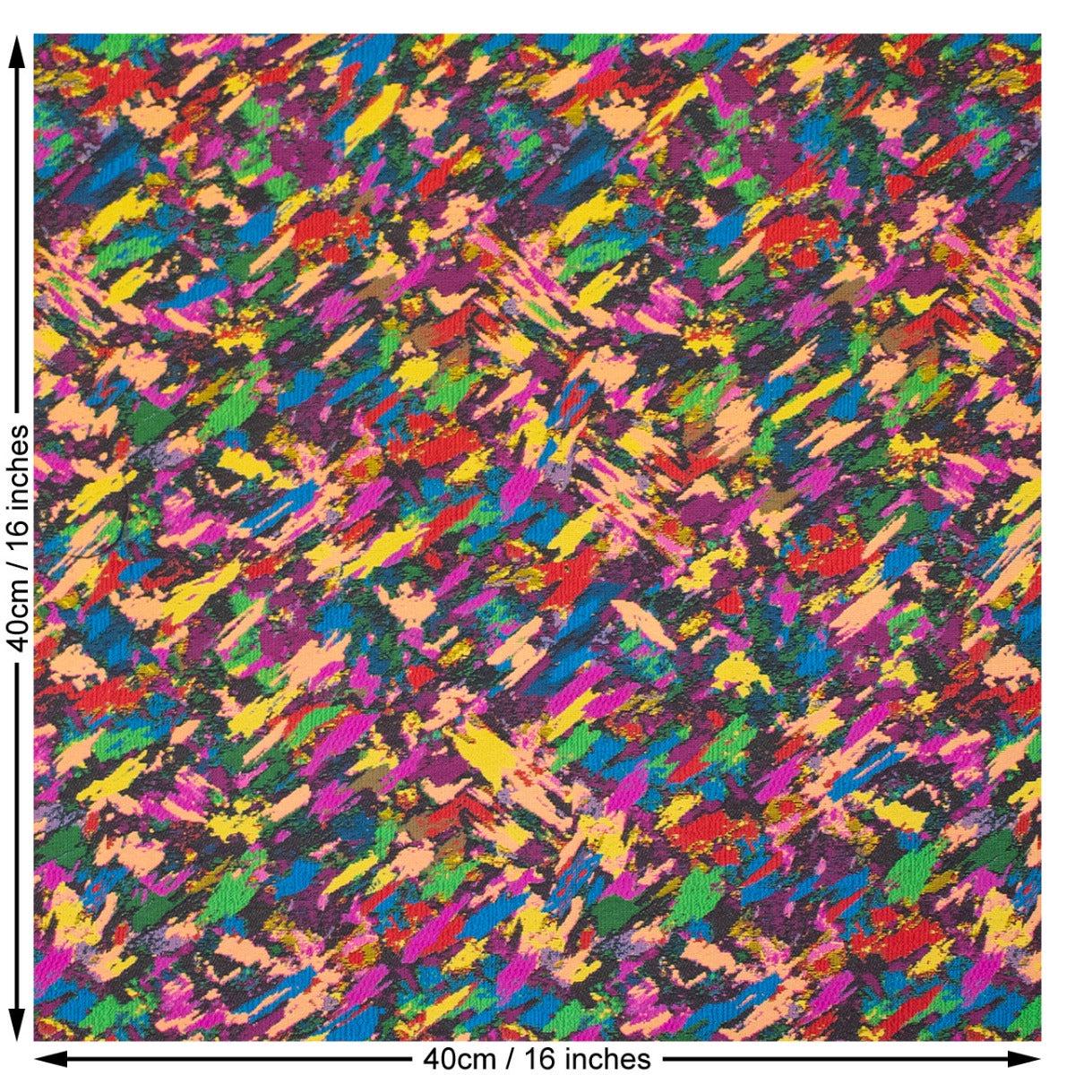 Abstract Print Polyester Woven Fabric. Multi Colour.