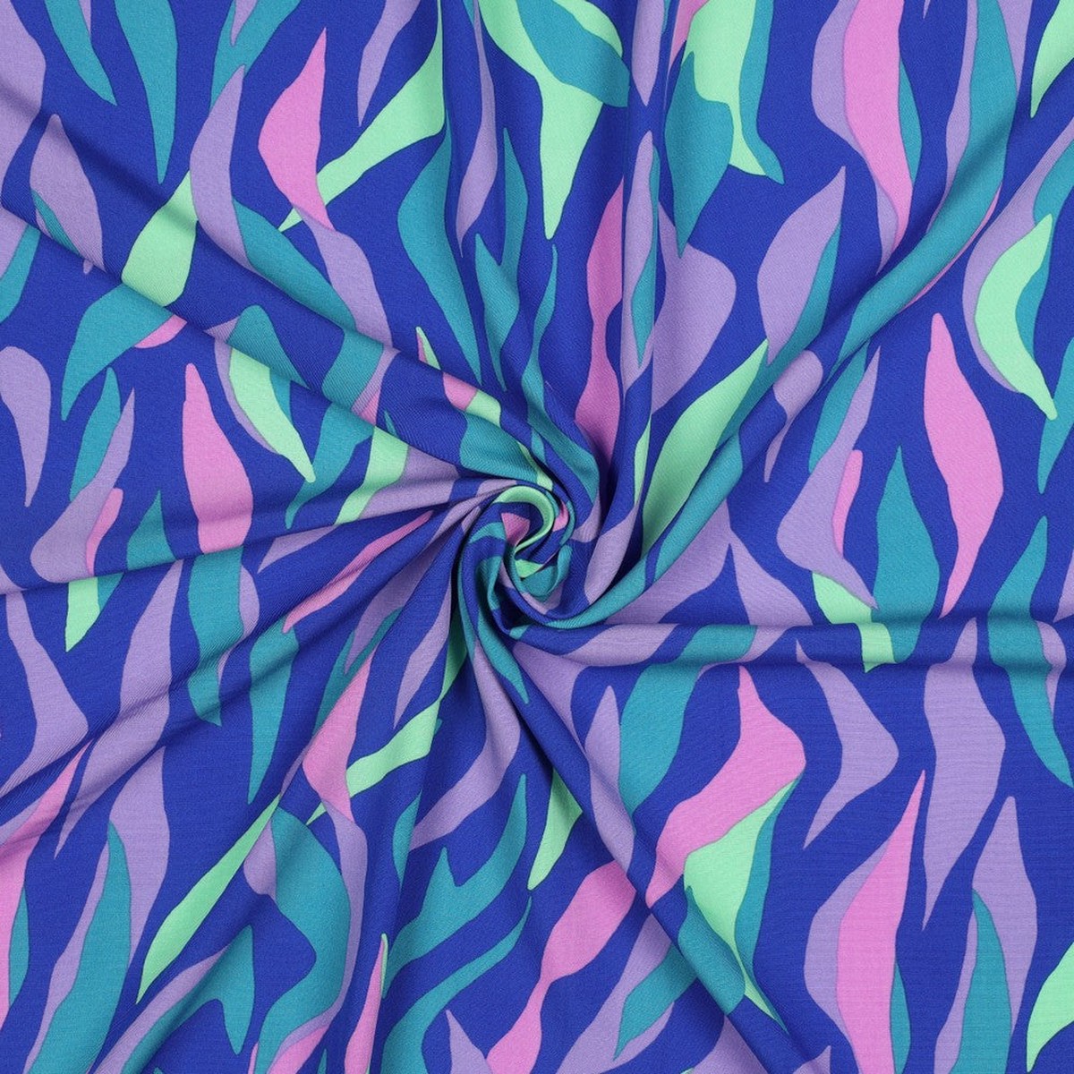 Abstract Print Viscose Woven Fabric. Cobalt.
