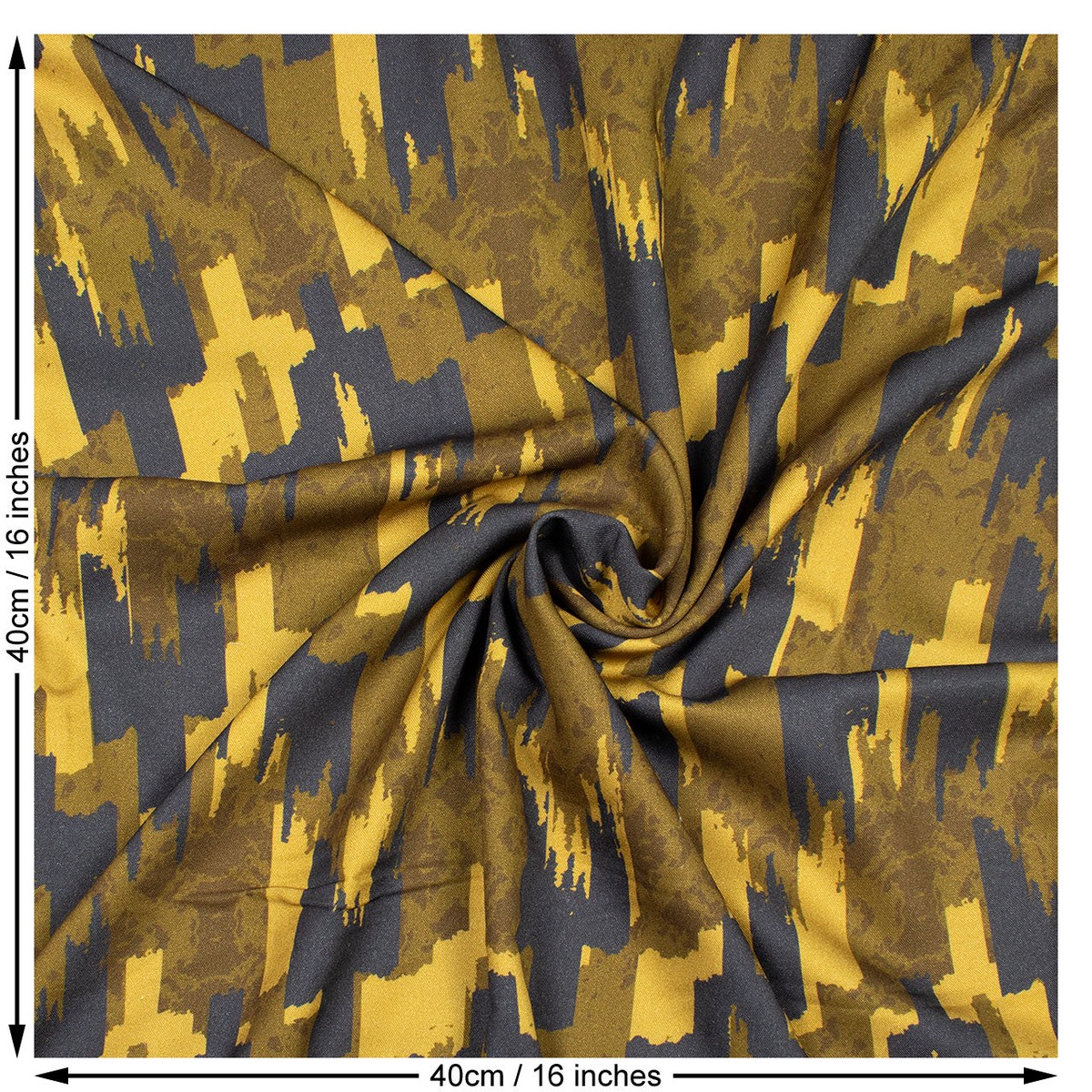 Abstract Print Viscose Woven Fabric. Green and Navy.
