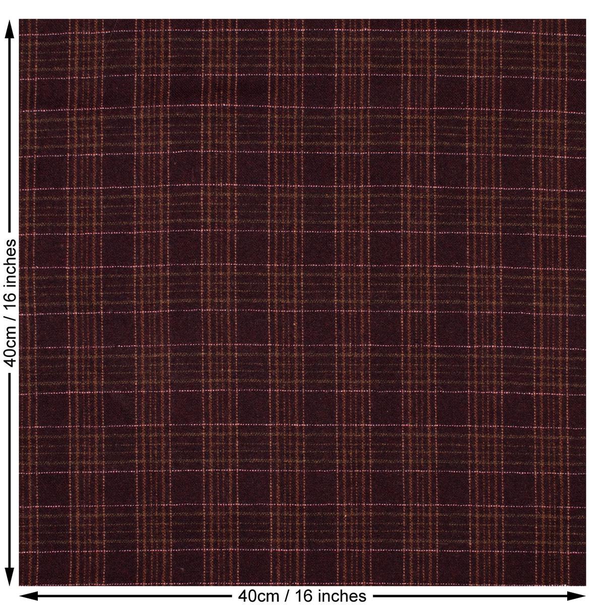 Check Wool Polyester Mix Woven Fabric. Mulberry.
