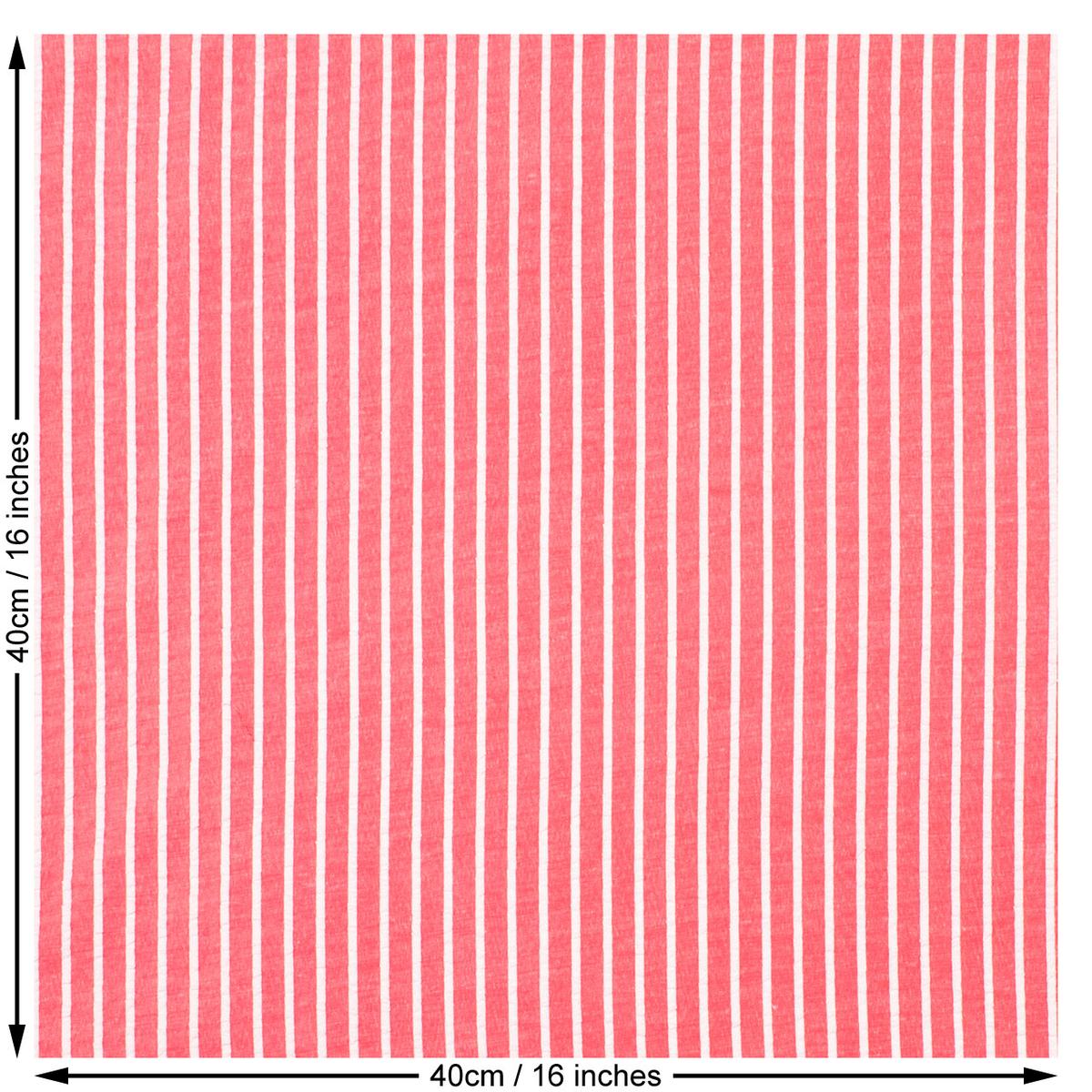 Stripe Print Polyester Seersucker Woven Fabric. Red and White.
