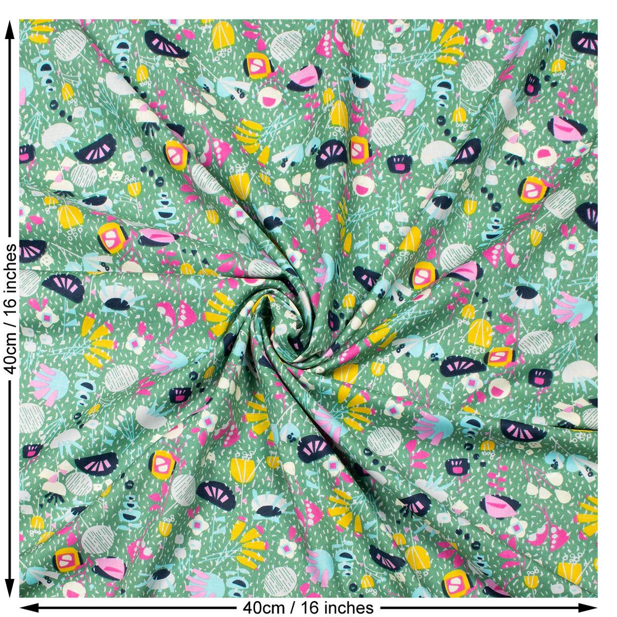 Abstract Print Pima Cotton Lawn Woven Fabric. Multi.
