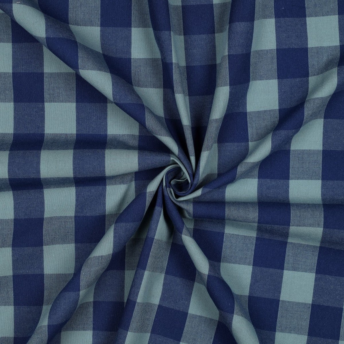Check Cotton Yarn Dyed Woven Fabric. Blue and Green.