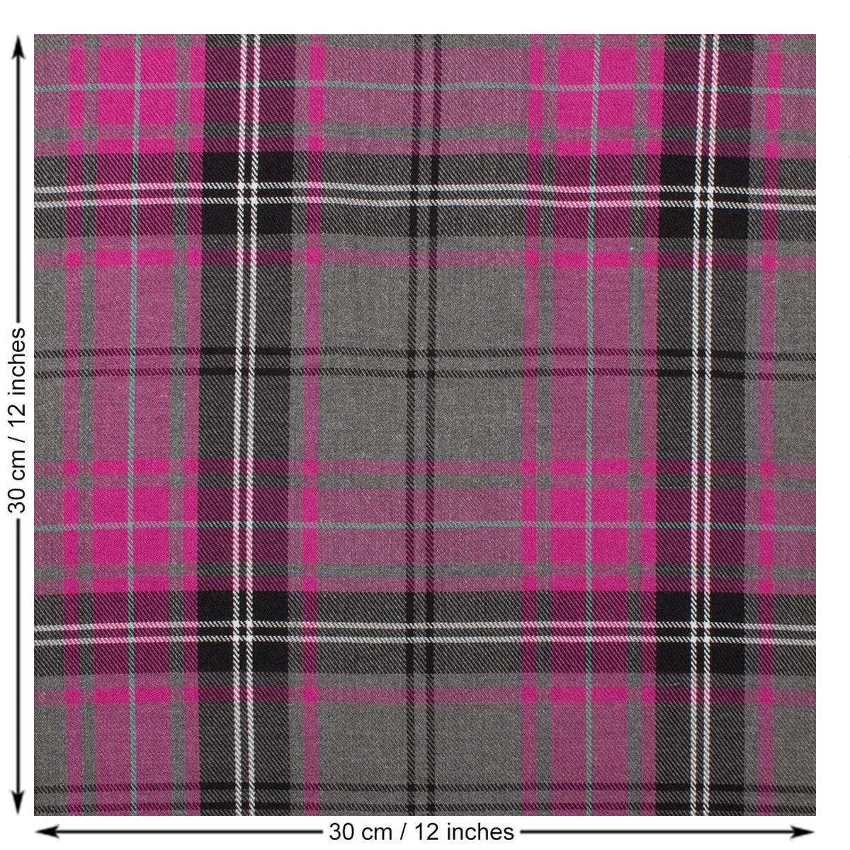 Tartan Fabric in Pink and Grey
