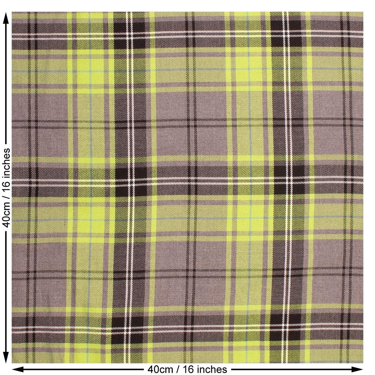 Tartan Woven Fabric. Green Grey and Black.