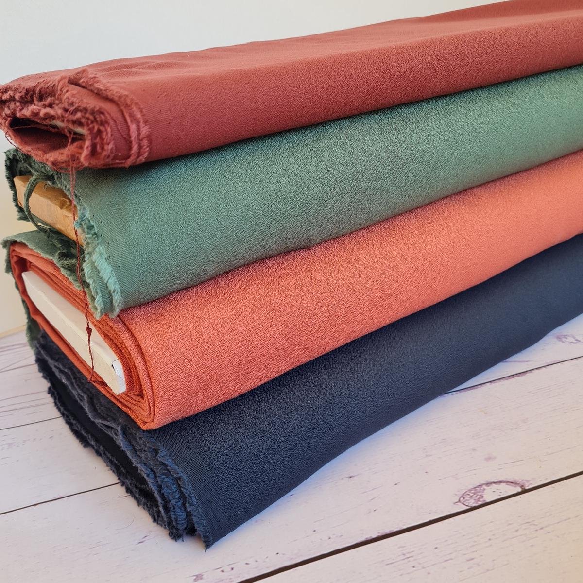 100% viscose crpe fabric, Cousette (France). Coral, cream, anthracite, brick. Per 1/2m