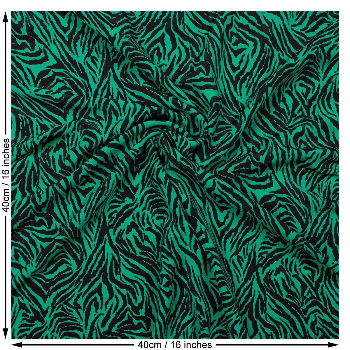 Abstract Print Polyester Woven Fabric. Emerald.