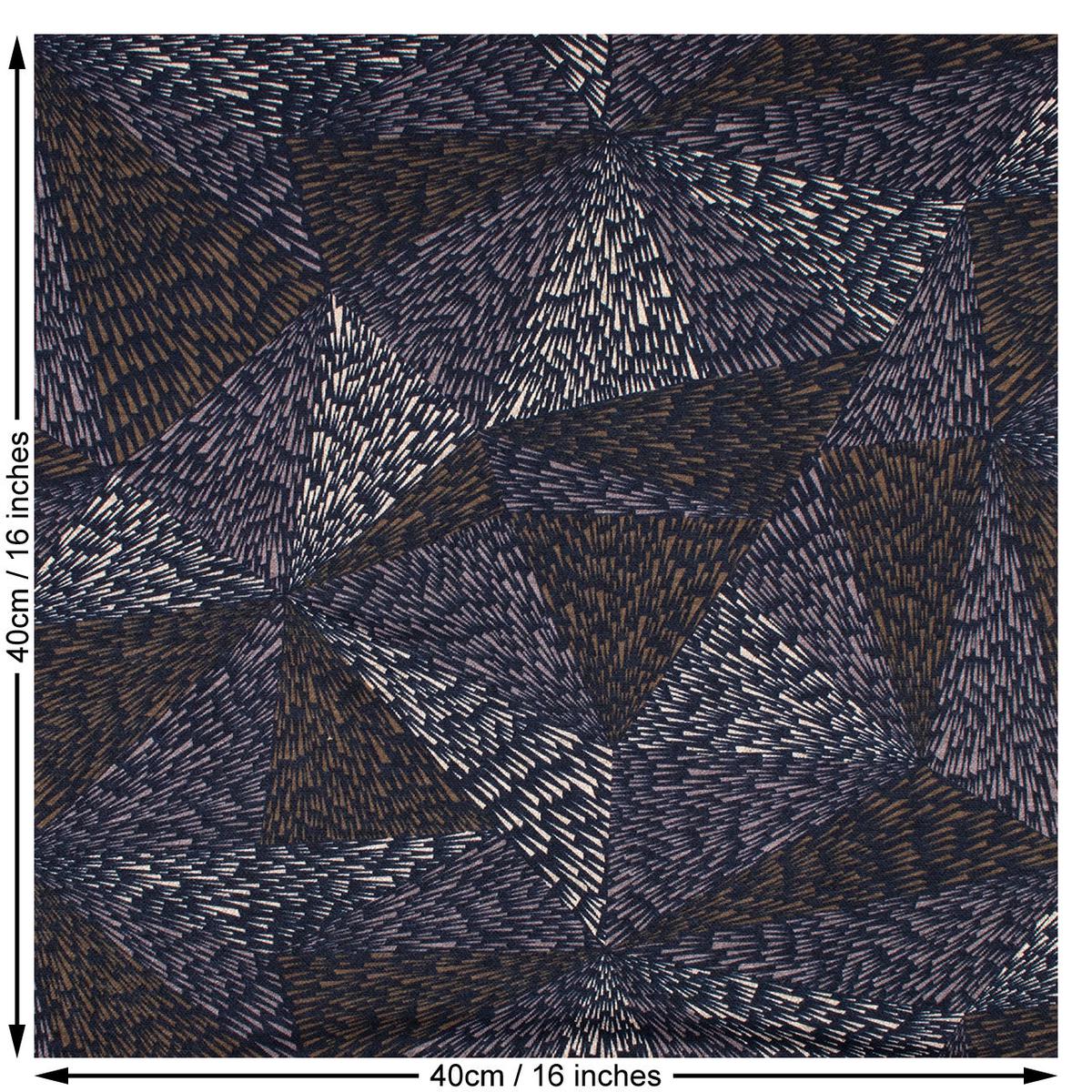 Abstract Print Viscose Polyester Mix Jersey Fabric. Gold Blue and Black.