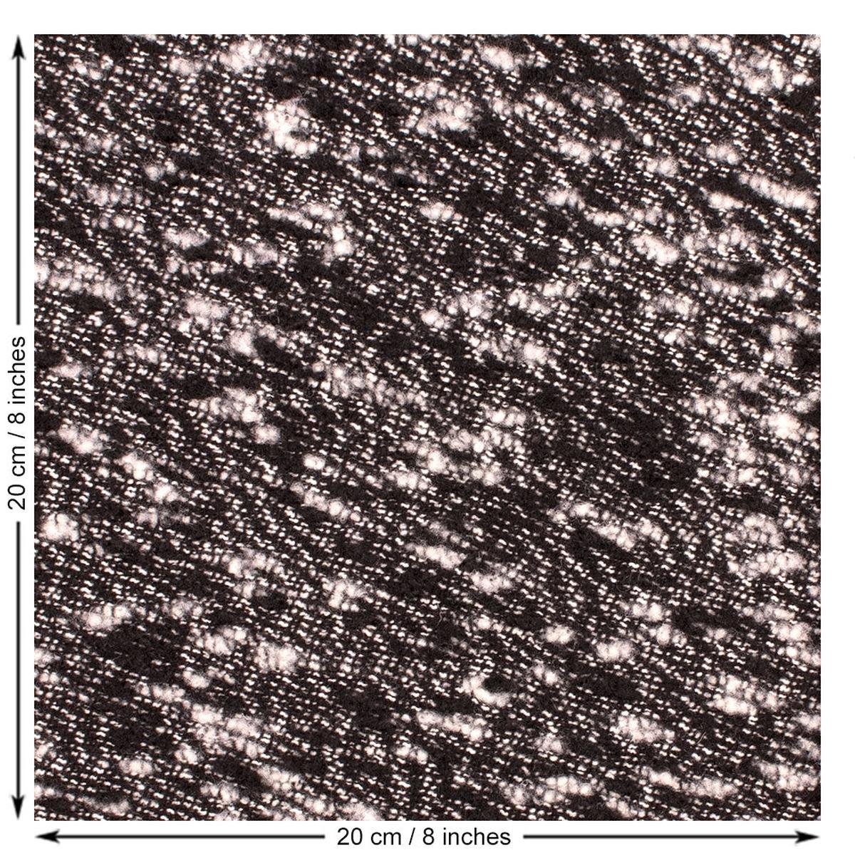Wool / Poly Boucle Coat Fabric. Black and White.