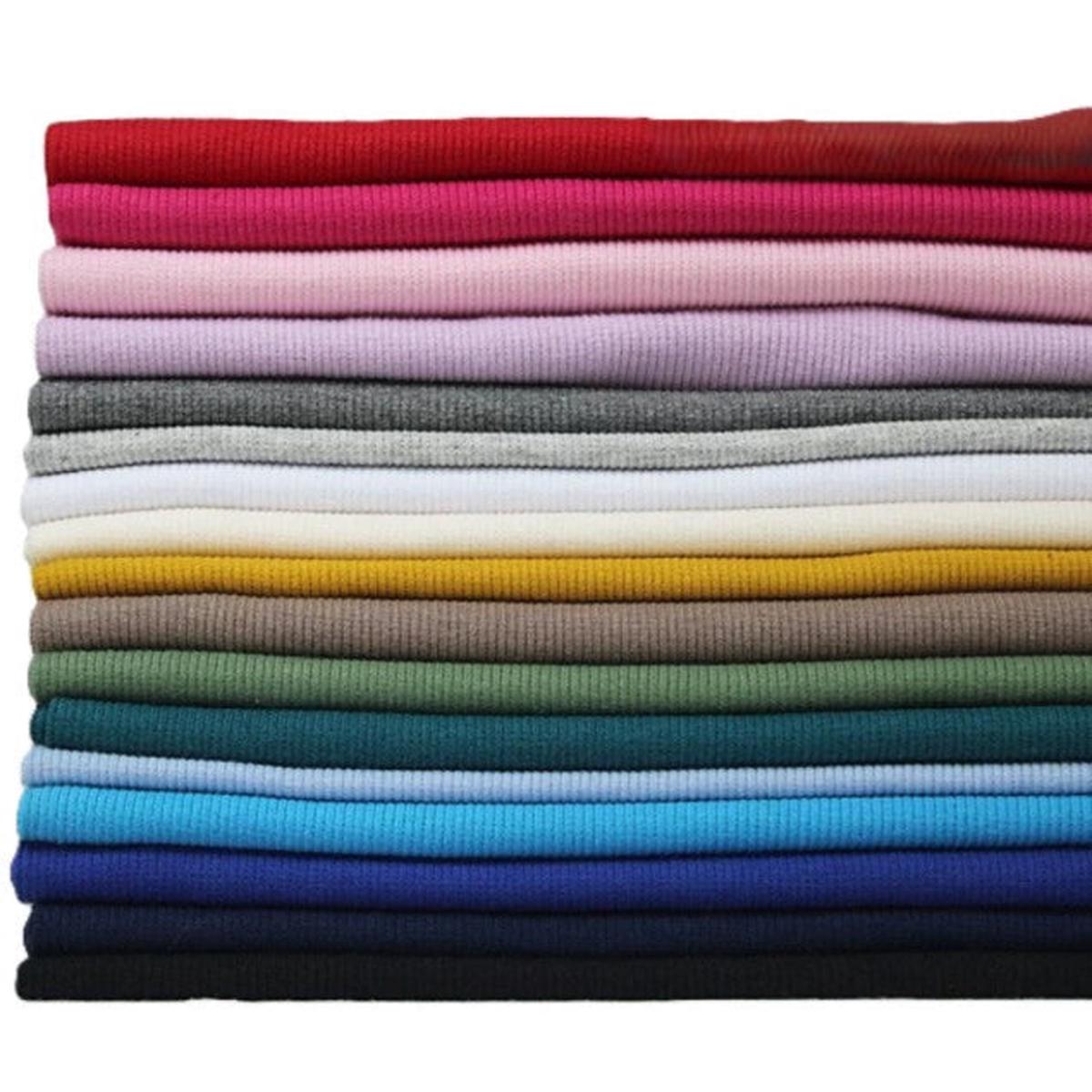 Tubular jersey ribbing knit cotton Oeko-Tex fabric. Ribbed cuffing, waistbands sold per 1/2m