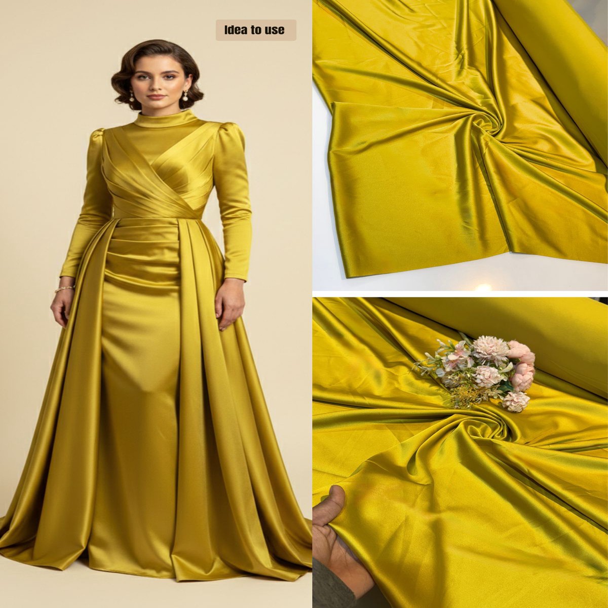 Yellow Mustard Original Imported Satin Supersoft and Superflowy 54 Inch width (Shade A8) (P)