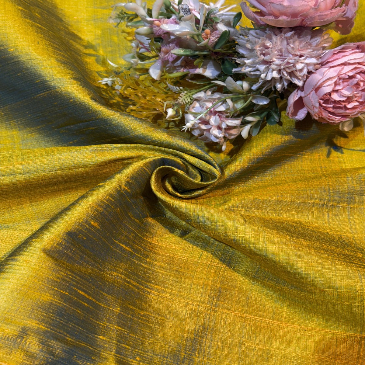 Yellow Shaded Pure Raw Silk Solid Colors Mill Dyed 44 Inch width (Shade-R27)