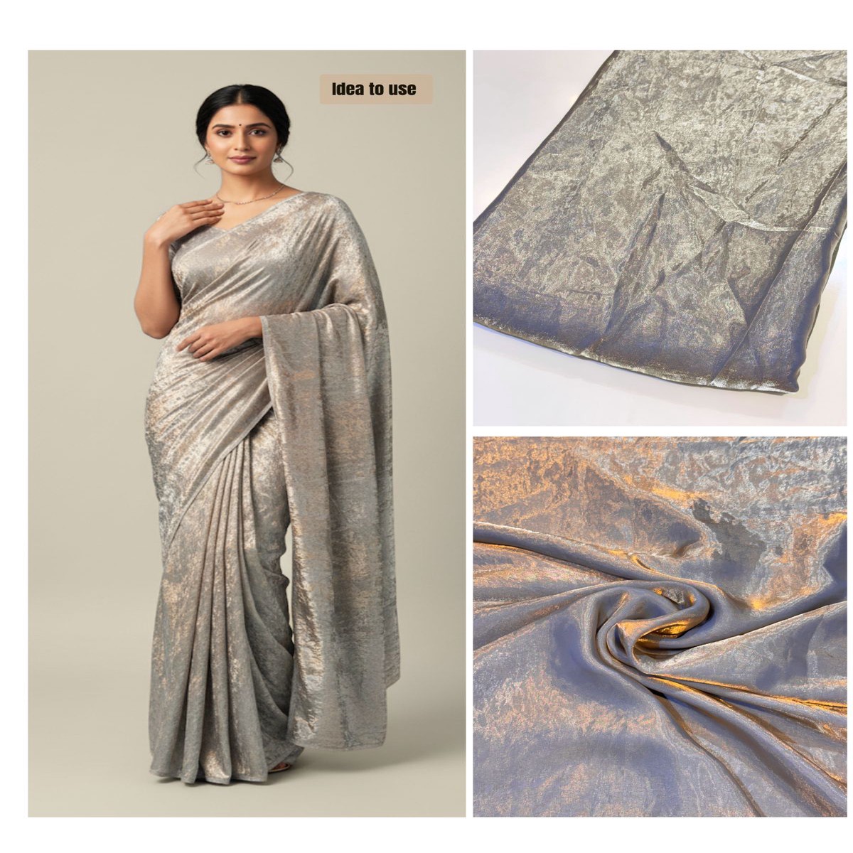 (Precut of 2.50 Meter) Supersoft Two Tone Satin Organza Fabric 44 inch width ( Shade BF-2717 )