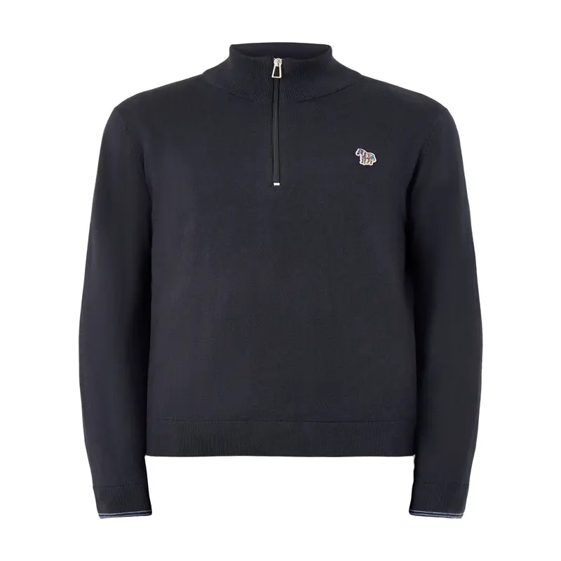 Zebra 1/4 Zip Cotton Knitwear Black