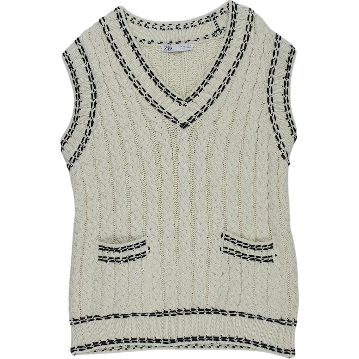 Zara Cream Cable Knit Vest S