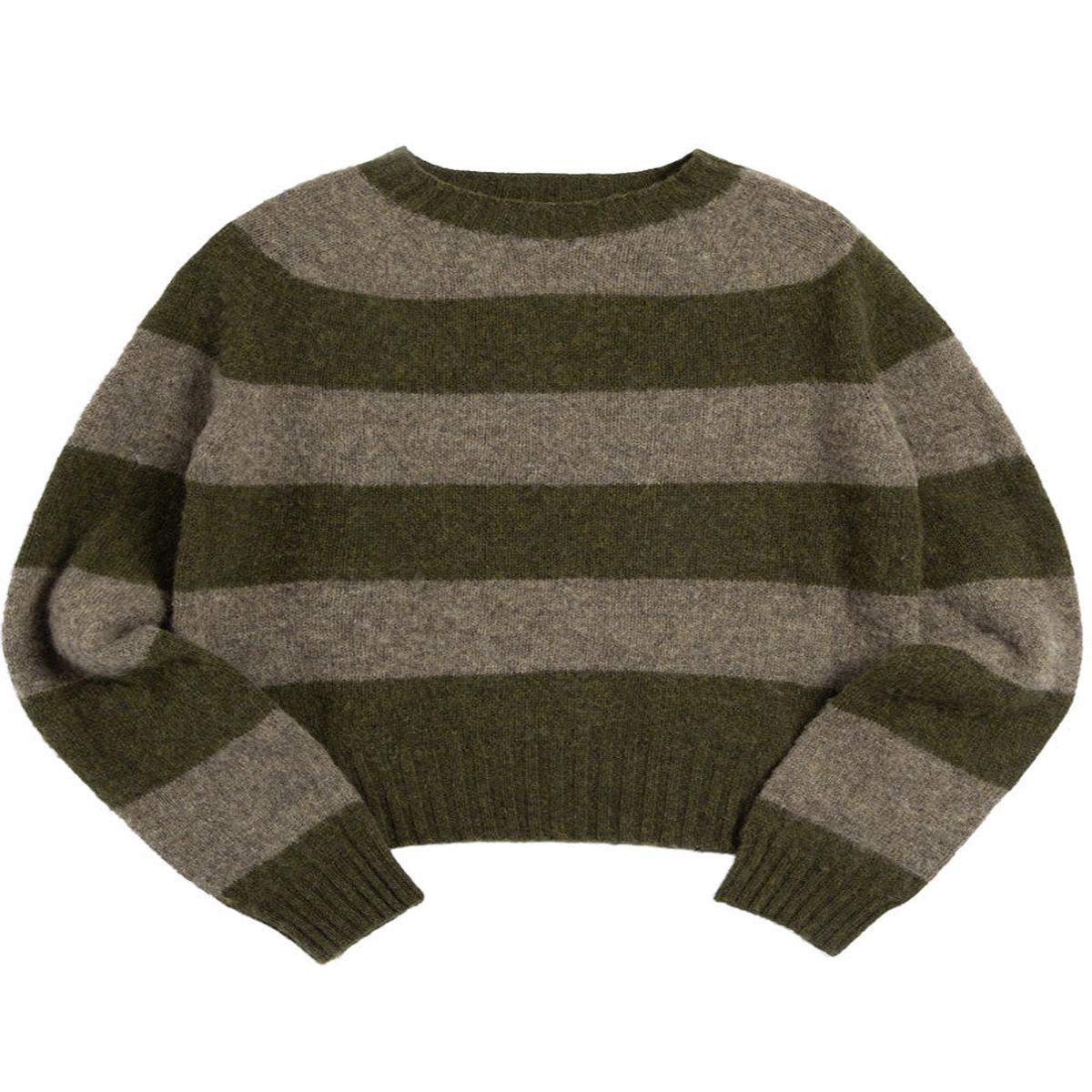 YMC Jets Jumper Stripe Knit Green Brown