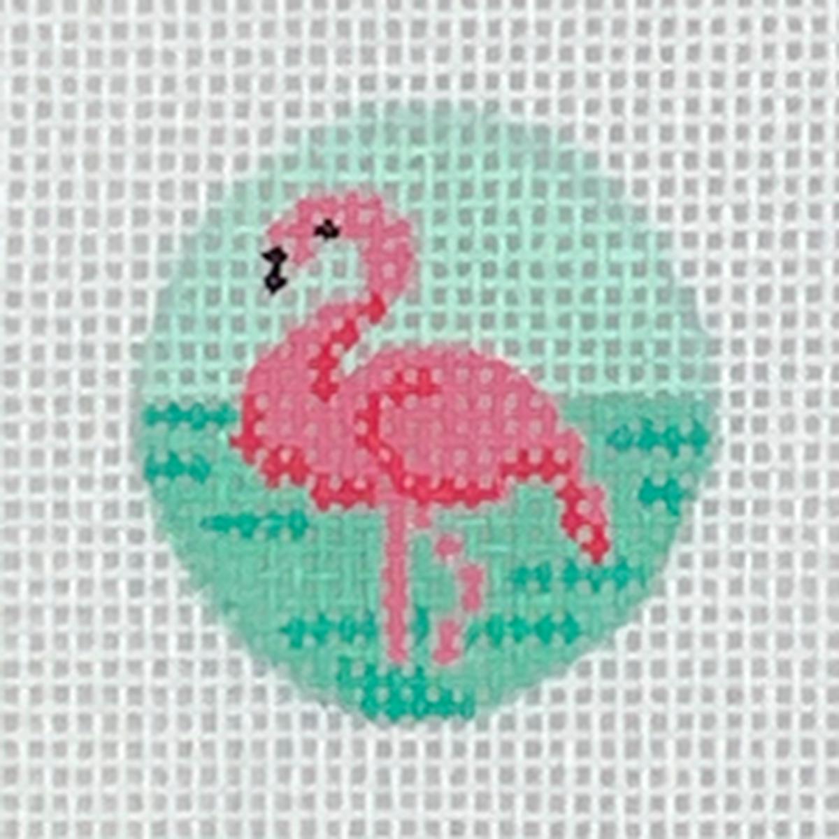 1.25" Round Insert Flamingo on Caribbean