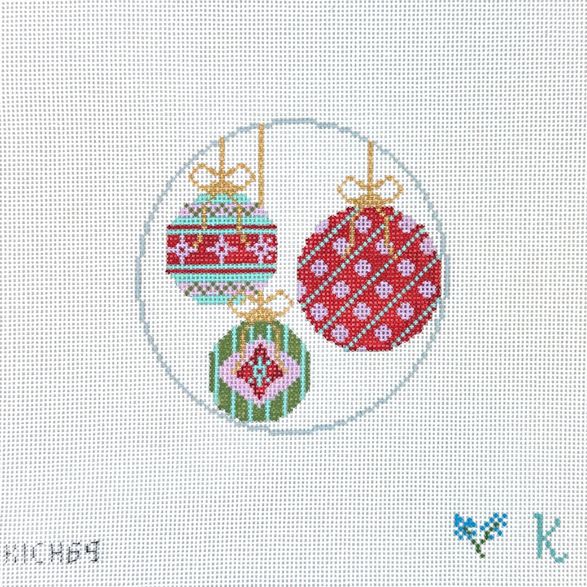 3 Christmas Baubles Ornament Canvas