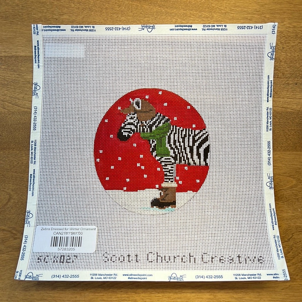 Zebra Dressed for Winter Ornament